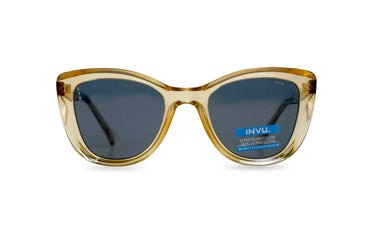 INVU ORANGE TRANSPARENT ROUND PLASTIC FRAME SUNGLASSES