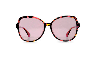 POLAROID BLACK YELLOW PINK TORTOISESHELL ROUND PLASTIC FRAME SUNGLASSES