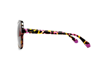 POLAROID BLACK YELLOW PINK TORTOISESHELL ROUND PLASTIC FRAME SUNGLASSES