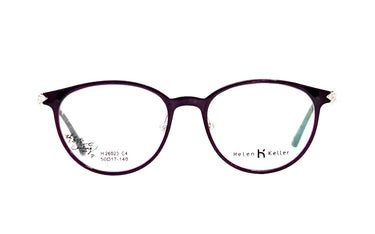 HELEN K KELLER Silver & Purple Round Womens Frame